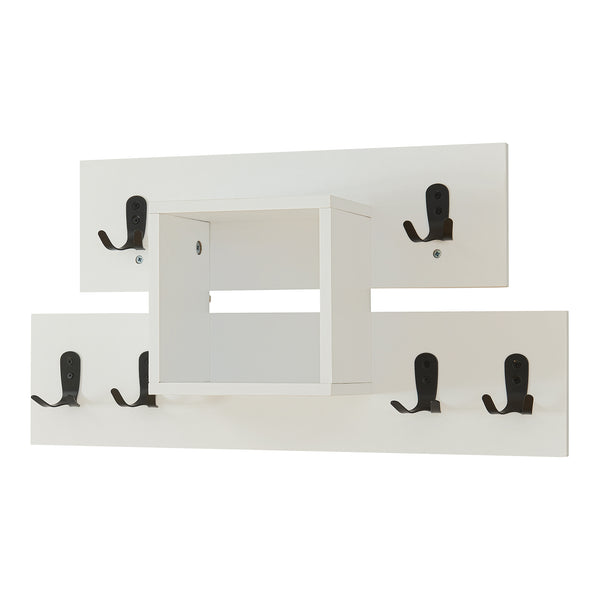 Vægknagerække Vänd med hylde 32x60x14 cm Hvid [en.casa]