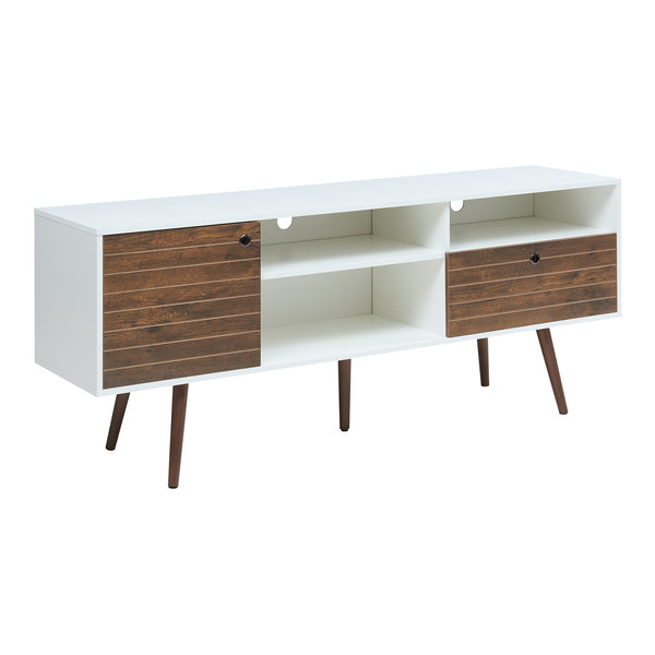 TV-møbel Vare 165x40x66 cm hvid/valnøddetræ [en.casa]