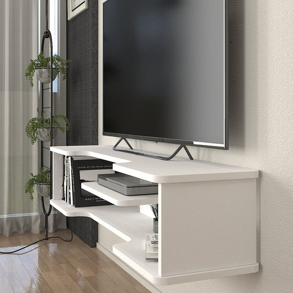 Hængende tv-lavtavle Yrela 120x30x26 cm hvid [en.casa]