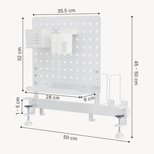 Organizador de escritorio de tablero perforado Sauda 50x50 cm acero - Blanco [en.casa]