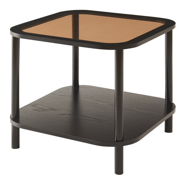 Latama sidebord med glasplade 51x51x45 cm sort/bronze glas [en.casa]