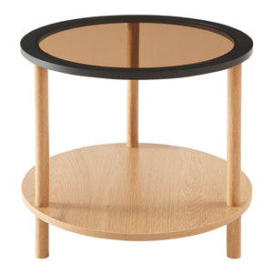 Latama sidebord med glasplade Ø51x45 cm natur/sort/bronze glas [en.casa]