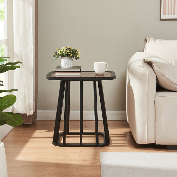 Burgess sidebord 51x51x51 cm sort/valnødde-look [en.casa]