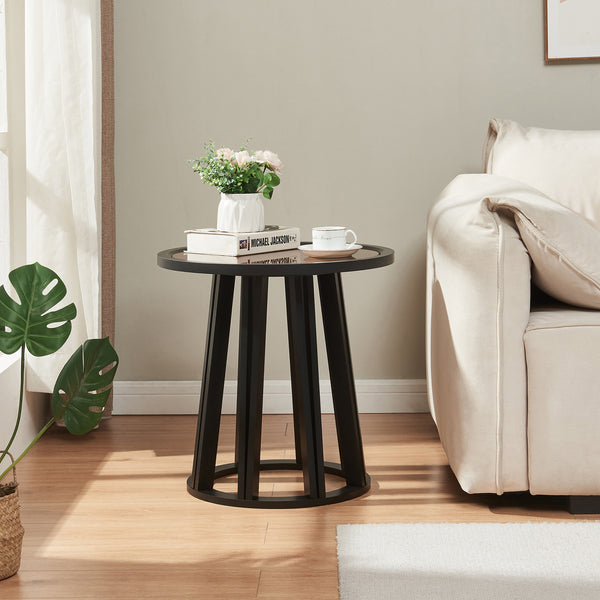 Burgess sidebord 51xØ51 cm sort/valnøddetræ [en.casa]