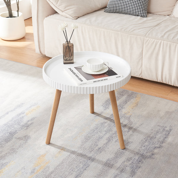 Sidebord Bongard Ø50x45 cm hvid [en.casa]