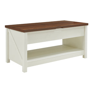 Kasama sofabord med løfteplade og opbevaringsplads 110x55x54 cm valnøddelook/hvid [en.casa]