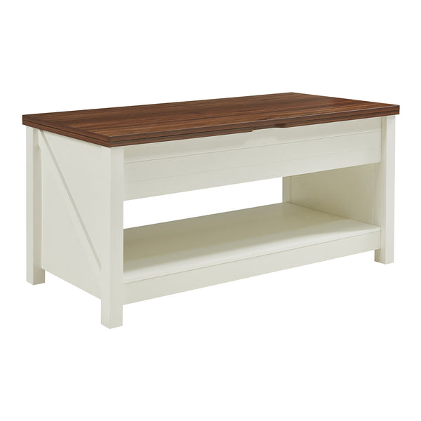 Kasama sofabord med løfteplade og opbevaringsplads 110x55x54 cm valnøddelook/hvid [en.casa]