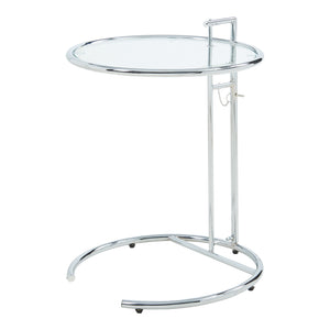 Højdejusterbart sidebord Stare 50x57-77 cm glas transparent/kromfarvet [en.casa]