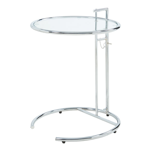 Højdejusterbart sidebord Stare 50x57-77 cm glas transparent/kromfarvet [en.casa]