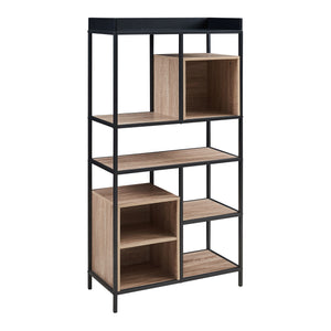 Stående hylde Belana 137x70x33 cm sort/eg-look [en.casa]