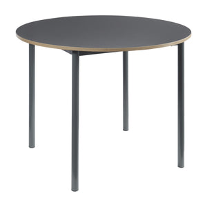 Spisebordssæt Lindesberg 5-pcs. rund bordplade grå/lysebrun [en.casa]