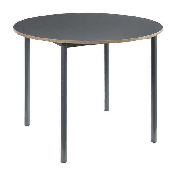 Spisebordssæt Lindesberg 5-pcs. rund bordplade grå/lysebrun [en.casa]