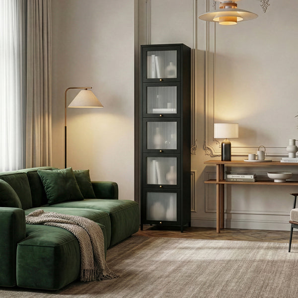 Vitrineskab Ostersund 174x40x35 cm Sort [en.casa]