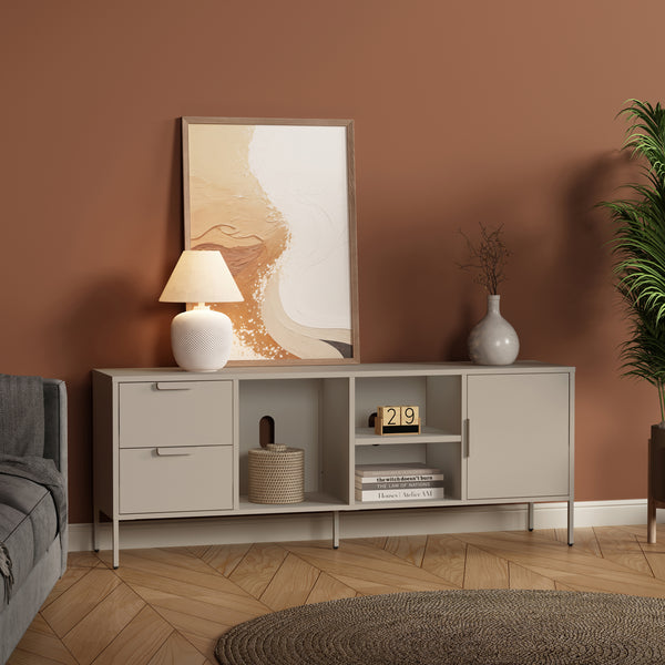 TV-skab Kliri Stål 150x35x58 cm Kamel farve [en.casa]