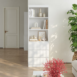 Les reol med 3 skuffer 180x60x35 cm Hvid [en.casa]