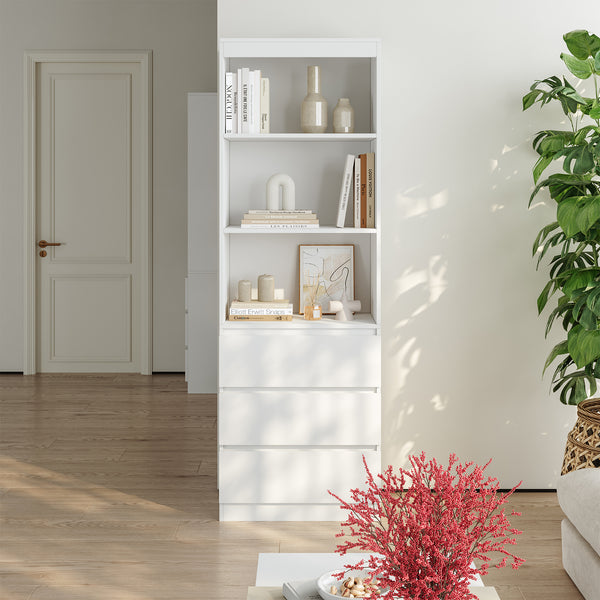 Les reol med 3 skuffer 180x60x35 cm Hvid [en.casa]