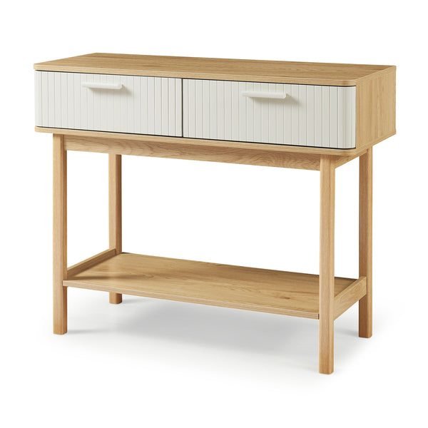 Konsolbord Ferrersp med 2 skuffer 100x40x80 cm egetræslook/sandfarver [en.casa]