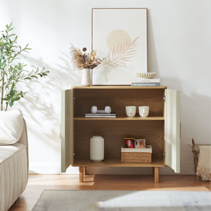 Ferrersp skænk med 2 låger 80x80x40 cm egetræslook/sandfarver [en.casa]