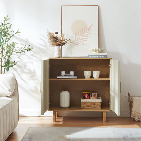 Ferrersp skænk med 2 låger 80x80x40 cm egetræslook/sandfarver [en.casa]