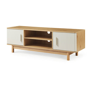 TV-møbel Ferrersp med 2 døre 140x40x45 cm egetræslook/sandfarver [en.casa].