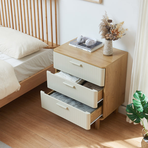 Kommode Ferrersp med 3 skuffer 70x60x40 cm egetræslook/sandfarver [en.casa]