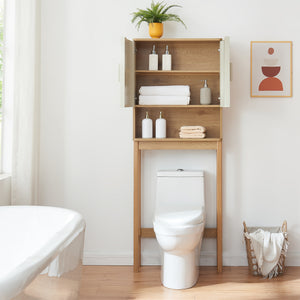 Toiletskab Ferrersp 160x63x20 cm egetræslook/sandfarver [en.casa]
