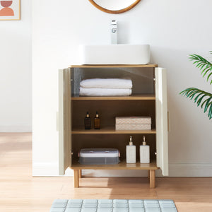 Vaskeskab Ferrersp 80x60x35 cm egetræslook/sandfarver [en.casa]