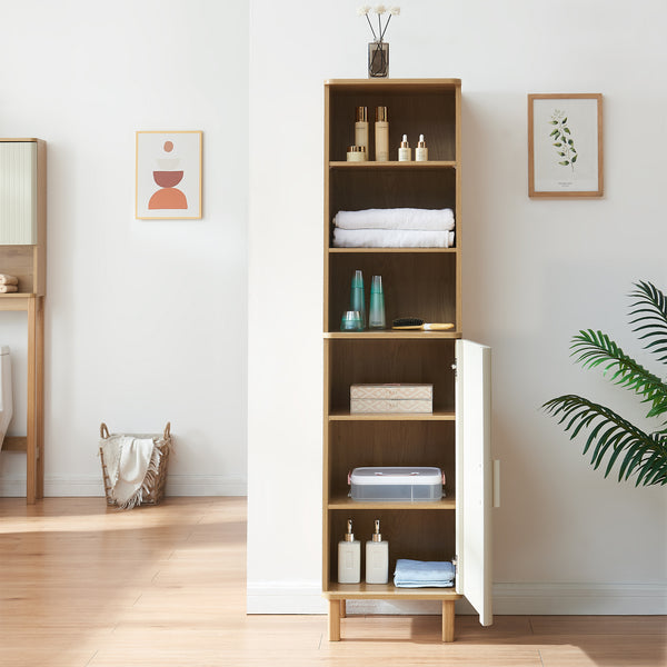 Højskab Ferrersp 160x42x35 cm egetræslook/sandfarver [en.casa]