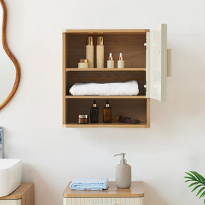 Armario Baño de Pared Ferrersp con puerta MDF 50x45x24cm - Roble/Arena [en.casa]