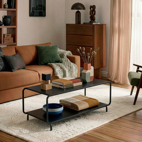 Sofabord Færder 115x50x45 cm stål sort [en.casa]