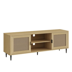 TV-skab Lukhomso 152x40x54 cm egetræslook/rattan-look [en.casa]