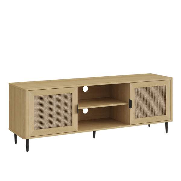 TV-skab Lukhomso 152x40x54 cm egetræslook/rattan-look [en.casa]