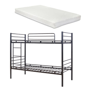 Bevapis køjeseng i metal med 2 madrasser 90x200 cm sort [en.casa]