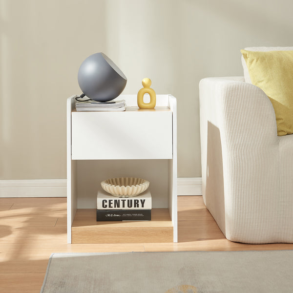 Sengebord Kuorshare 55x42x37 cm hvid/eg-look [en.casa]