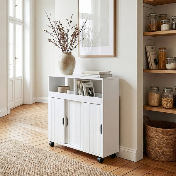 Skab på hjul Fadeskimma 72x70x20 cm Hvid [en.casa]
