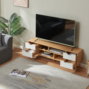TV-møbel Bordkak 140x30x45 cm egetræslook/hvid [en.casa]