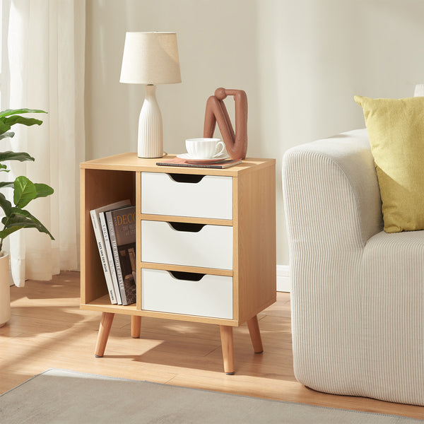 Sengebord Bordkak 55x48x30 cm egetræslook/hvid [en.casa]