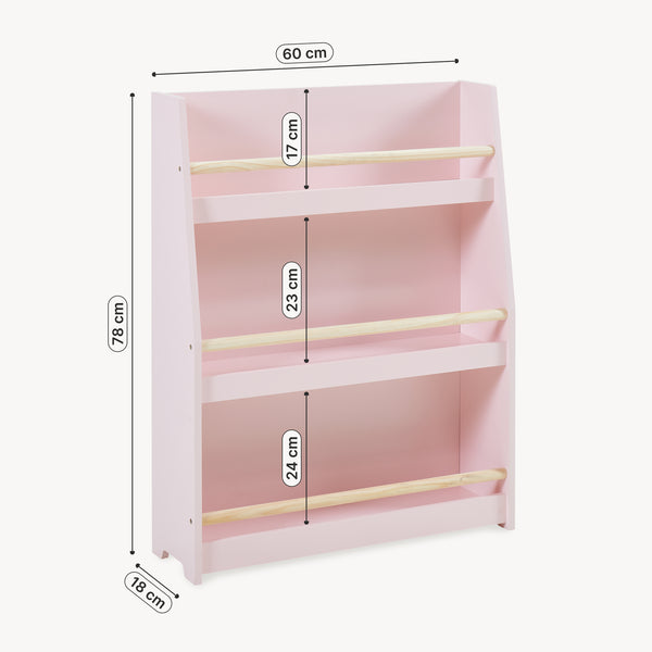 Børnebøgerreol Virer 78x60x18 cm Rosa [en.casa]