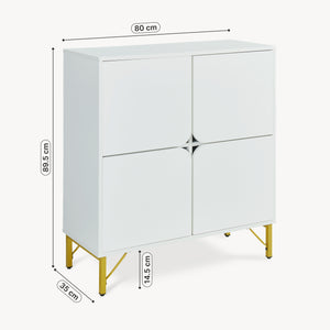 Sideboard Reyri 90x80x35 cm Hvid/Guldfarvet [en.casa]