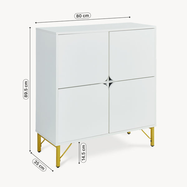 Sideboard Reyri 90x80x35 cm Hvid/Guldfarvet [en.casa]