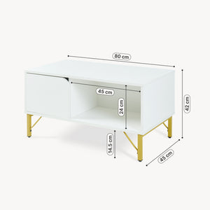 Sofabord Reyri 80x45x42 cm Hvid/Guldfarvet