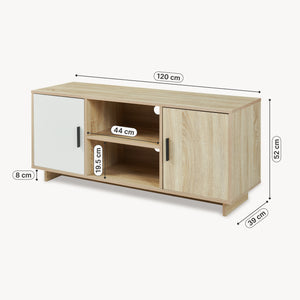 Tv-skab Kenta 120x39x52 cm Sonoma-eg-look/hvid [en.casa]