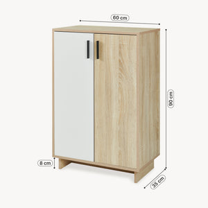 Skab Kenta 90x60x35 cm Sonoma-eg udseende/hvid [en.casa]