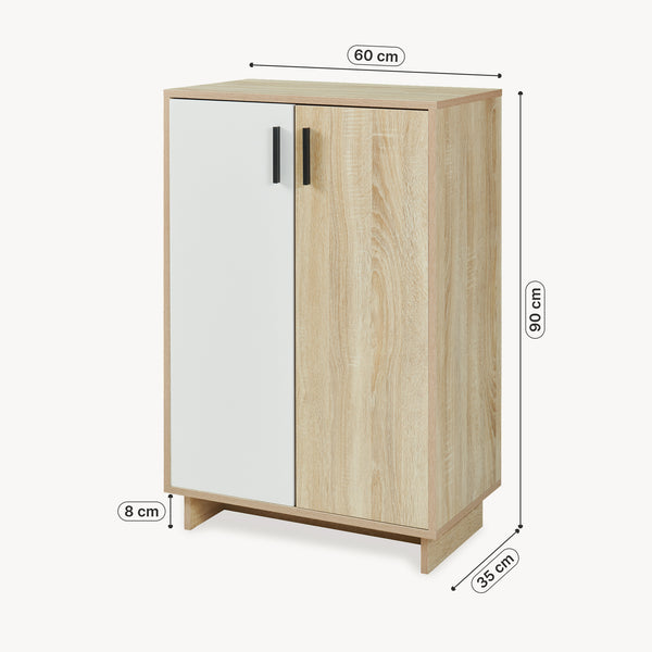 Skab Kenta 90x60x35 cm Sonoma-eg udseende/hvid [en.casa]