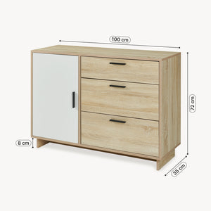 Skænk Kenta 100x35x72 cm Sonoma-eg-look/hvid [en.casa]