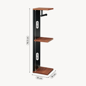 Toiletpapirholder Trond 76x18x18 cm Sort/Valnøddeudseende [en.casa]