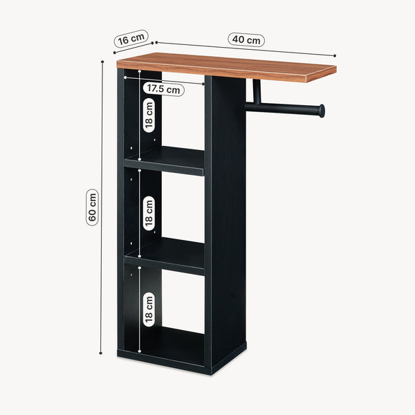 Toiletrulleholder Trond 60x40x16 cm Sort/Valnøddeudseende [en.casa]