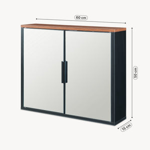 Spejlskab Trond 50x60x15 cm Sort/Valnøddeudseende [en.casa]