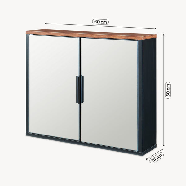 Spejlskab Trond 50x60x15 cm Sort/Valnøddeudseende [en.casa]