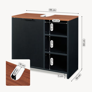 Vaskeskab Trond 60x66x30 cm Sort/Valnøddeudseende [en.casa]